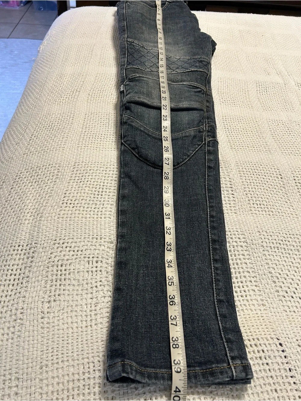 Slim Fit Men's Biker-Style Jeans in Dark Gray